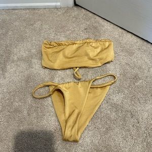Gold gooseberry bandeau and bikini bottom set size xs